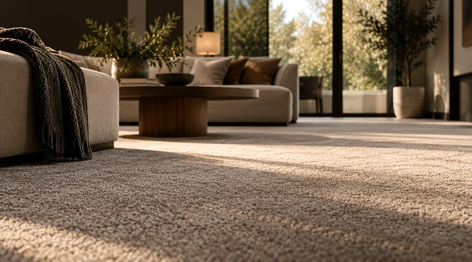 Textured carpet with soft afternoon light